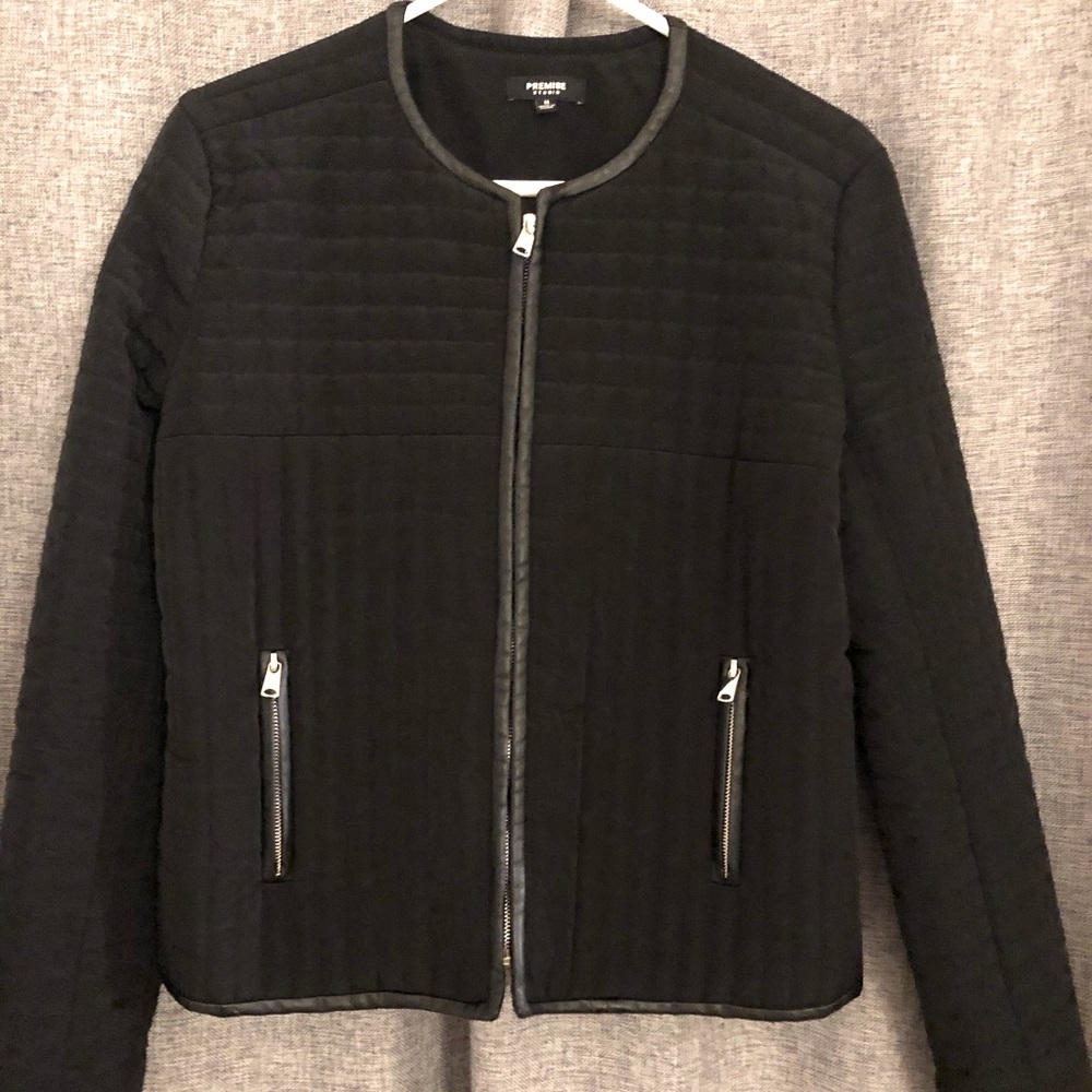 Quilted Jacket Leather-look Trim